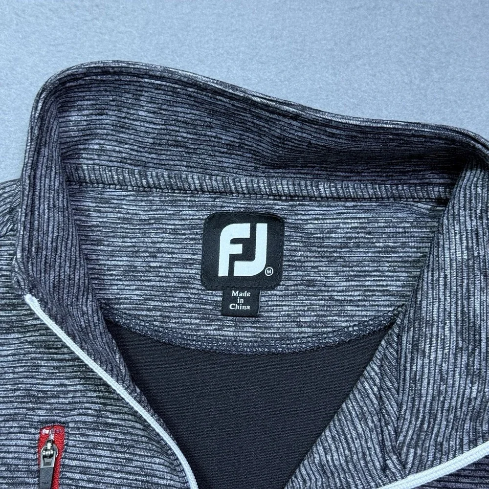Footjoy 1/4 Zip Pullover Mens M Gray Performance Golf Chest Pocket Athleisure